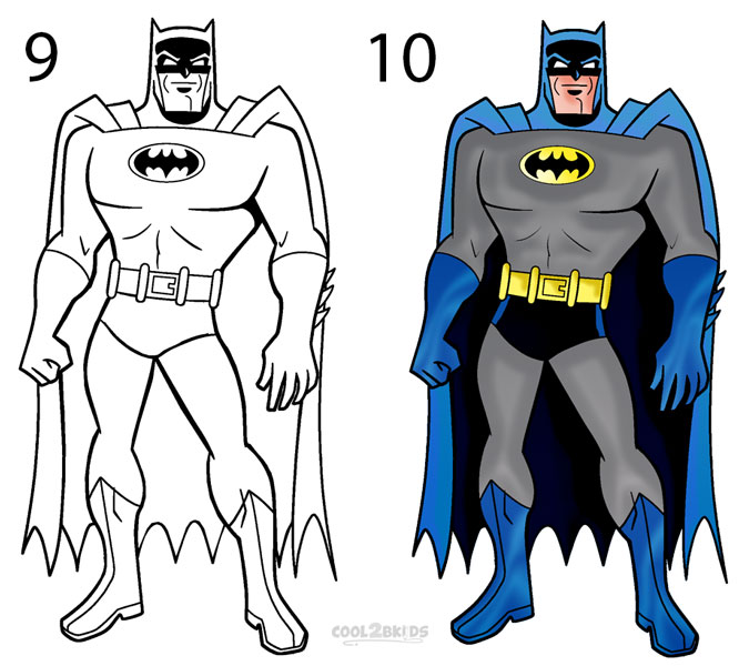 How to draw Batman (Step by Step Pictures) | Cool2bKids