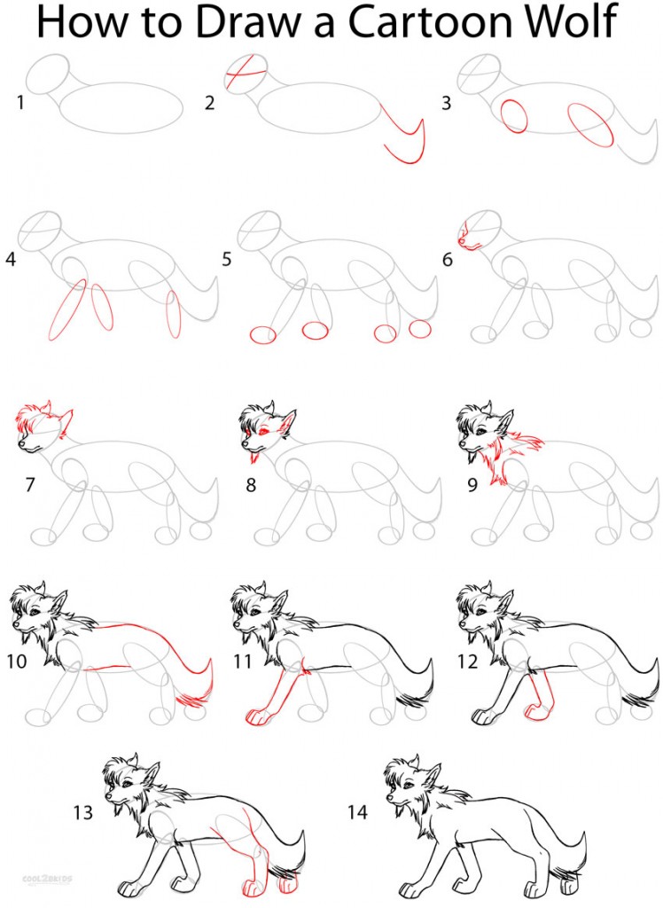 How to Draw a Cartoon Wolf (Anime Step by Step Pictures) Cool2bKids