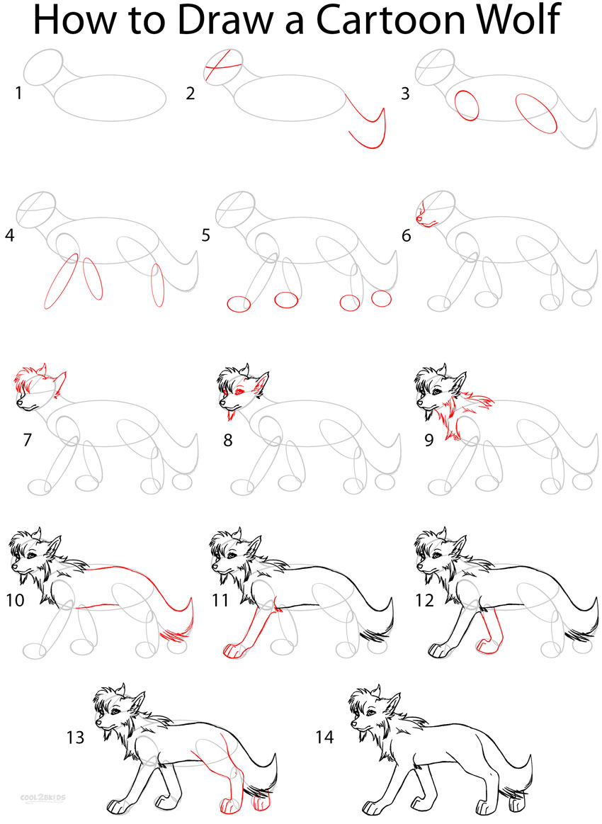 How to Draw a Cartoon Wolf Anime Step by Step Pictures