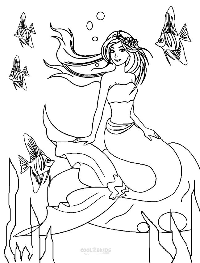 Cute Mermaid Princess Coloring Page for Adult
