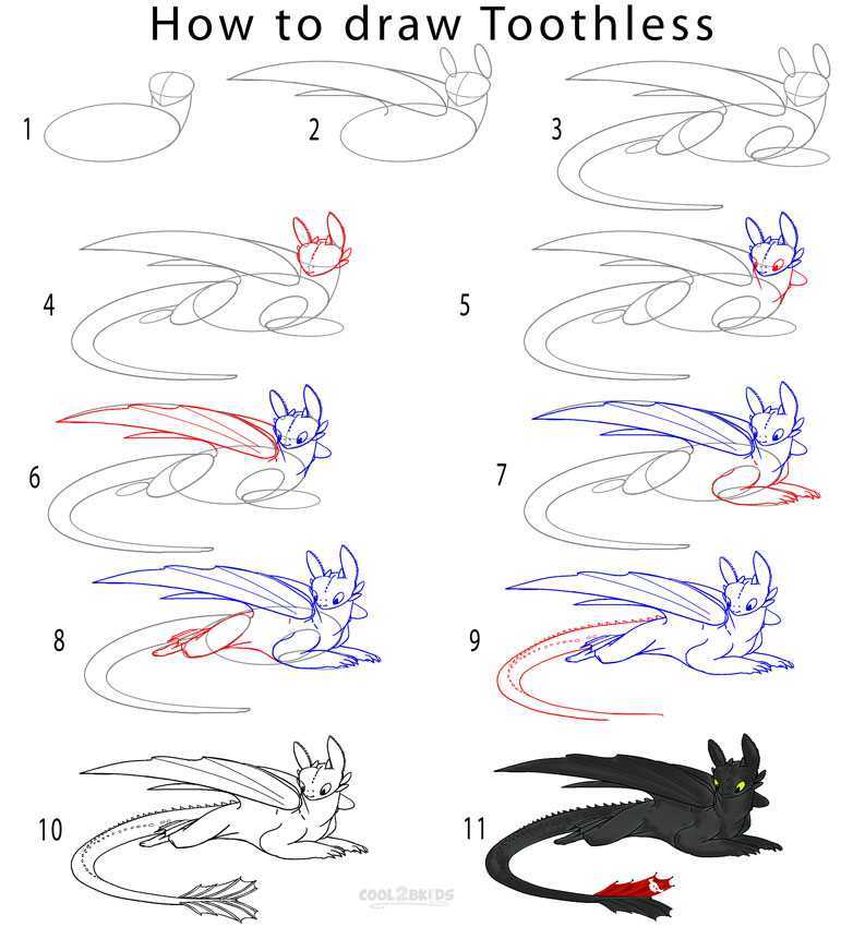 How to Draw Toothless (Step by Step Pictures) Cool2bKids