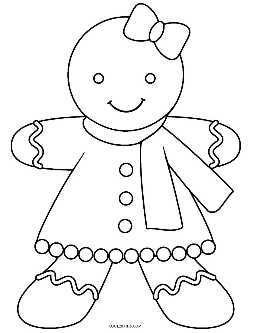 Cartoon Printable Gingerbread Man Coloring Page 