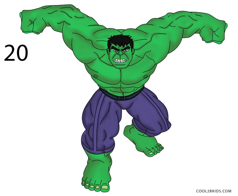 How to Draw Hulk (Step by Step Pictures) | Cool2bKids