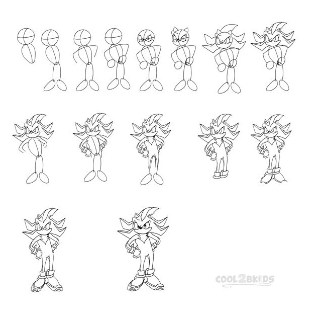 Shadow The Hedgehog How To Draw Shadow The Hedgehog Step By Step My