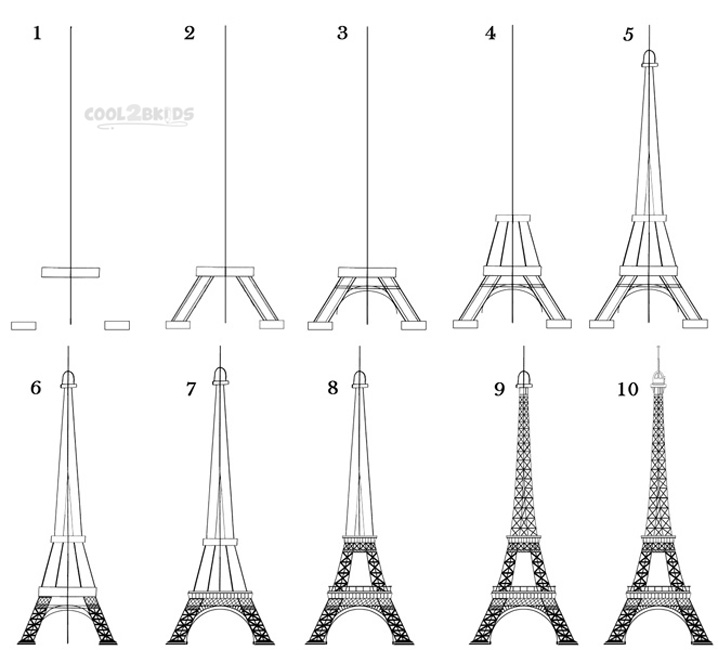 how to draw the eiffel tower step by step easy Book Covers