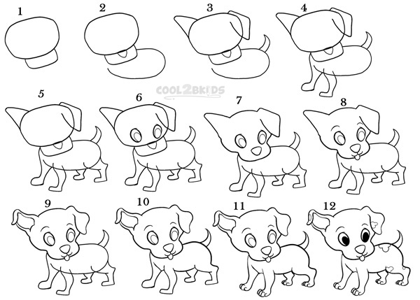 How To Draw a Puppy (Step by Step Pictures) | Cool2bKids