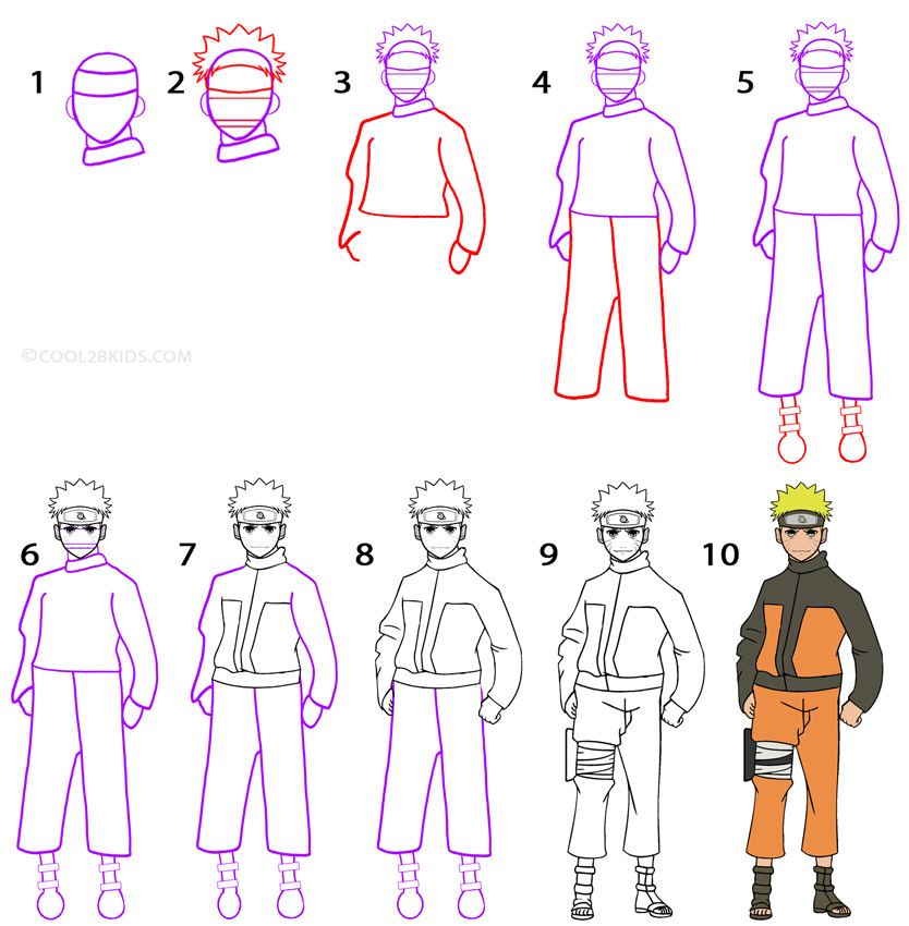How to draw Naruto