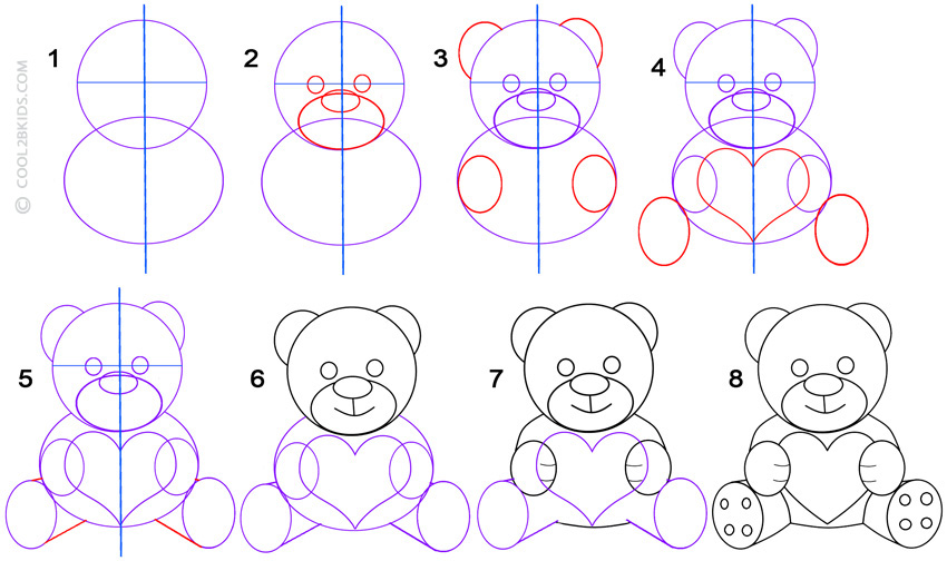 How To Draw A Teddy Bear Step By Step Pictures