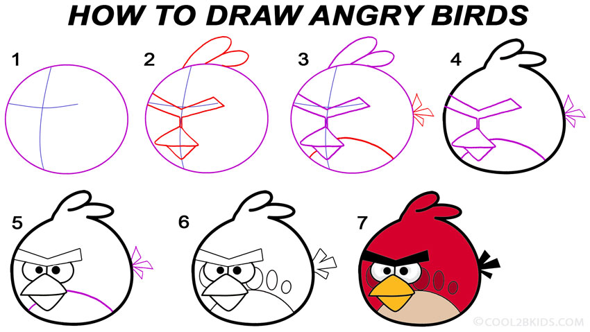 How to Draw  Angry Birds  Step  by Step  Pictures Cool2bKids