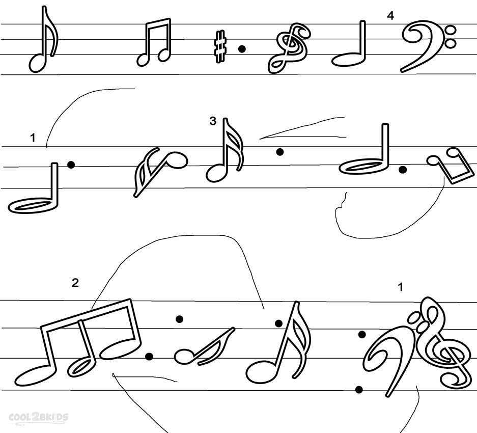 Music Note Coloring Pages For Kids Printable 2