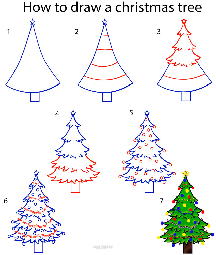 Realistic Christmas Tree Drawing · Creative Fabrica