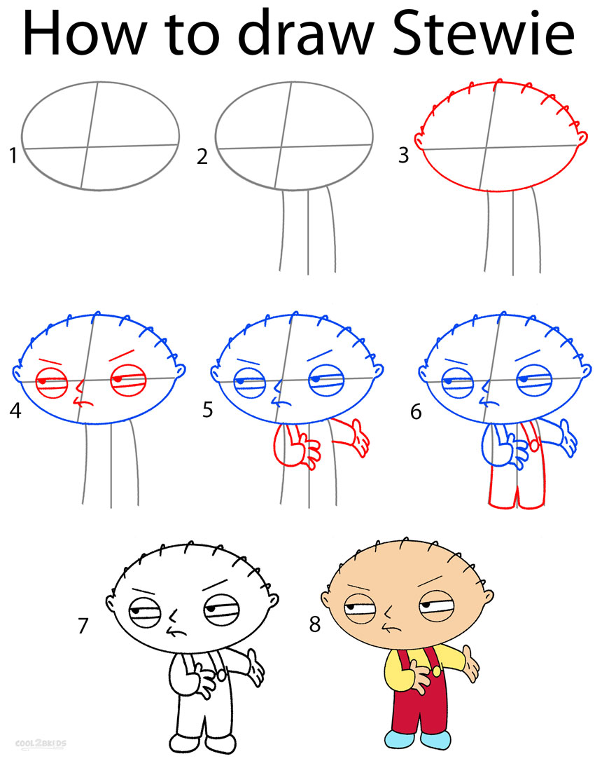 How to Draw Stewie (Step by Step Pictures)