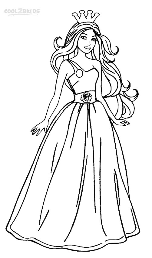 Printable Barbie Princess Coloring Pages For Kids