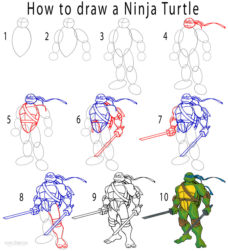 How to Draw a Ninja Turtle (Step by Step Pictures)