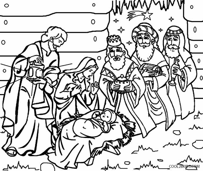 Printable Nativity Scene Coloring Pages For Kids