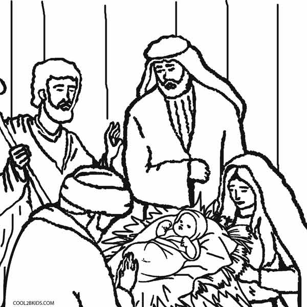 Printable Nativity Scene Coloring Pages For Kids