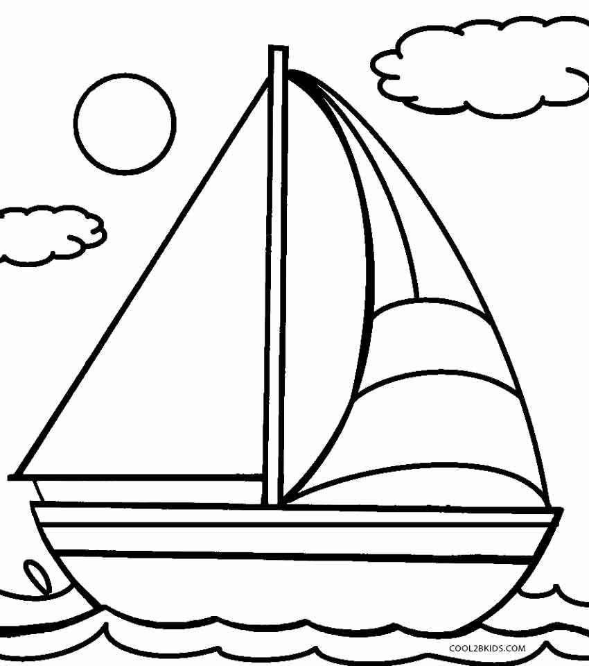 coloring page of a sailboat