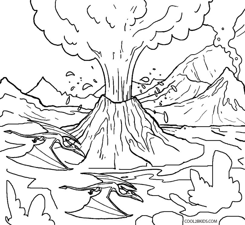 Printable Volcano Coloring Pages