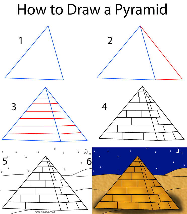 How To Draw A Pyramid Step By Step Pictures 