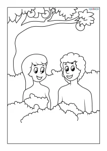 Printable Adam and Eve Coloring Pages For Kids