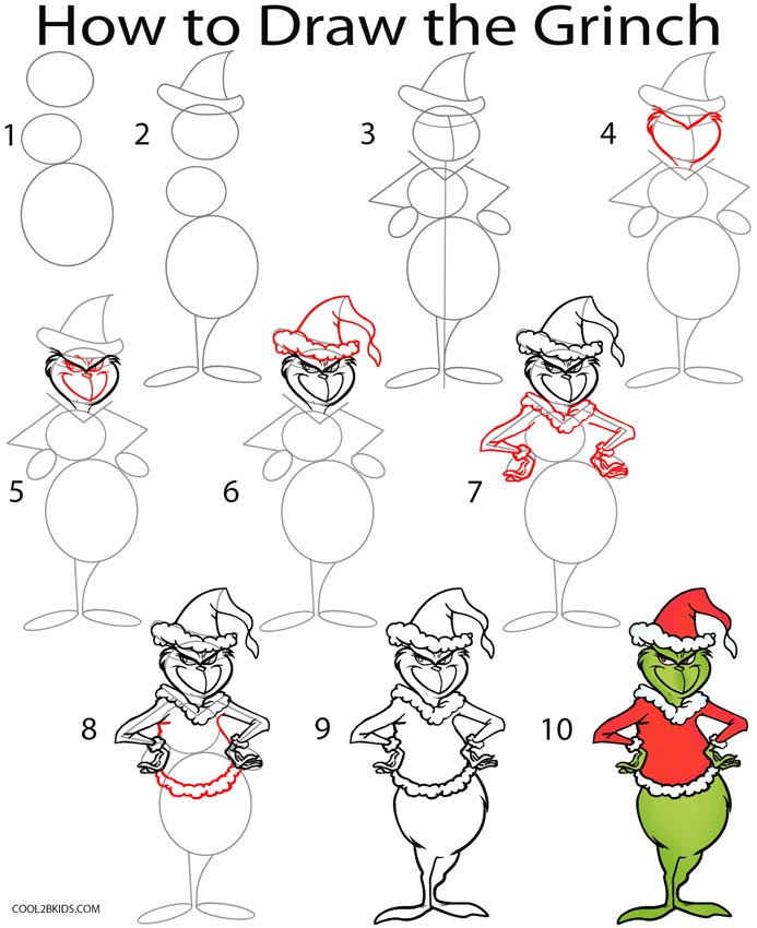 How to Draw the Grinch (Step by Step Pictures)