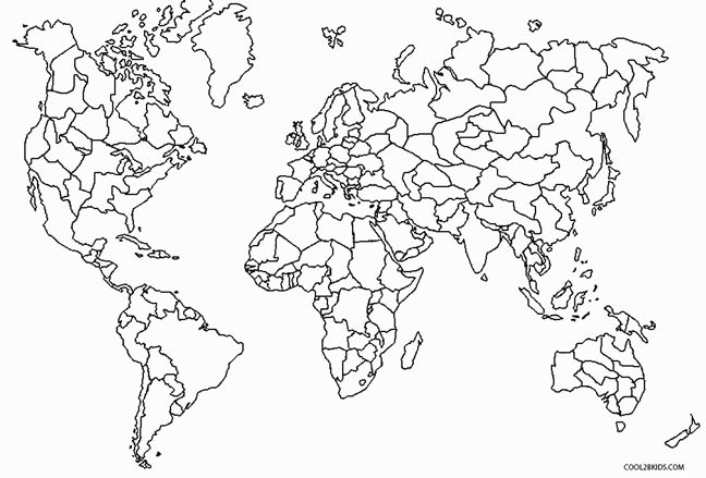 blank world map with countries color