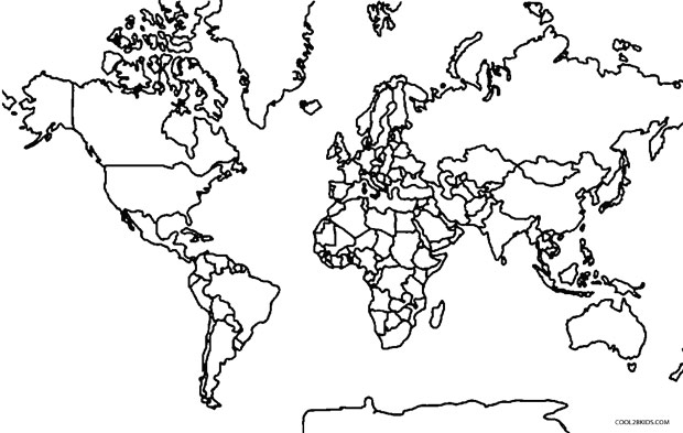 Printable world map coloring pages for kids