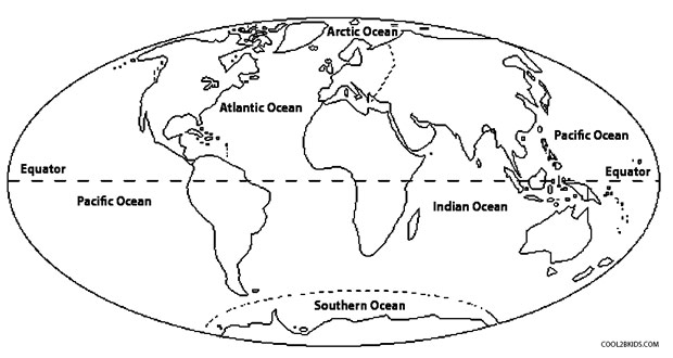 World Map Coloring Page With Countries Labeled