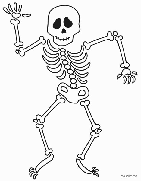 skeleton colouring pages