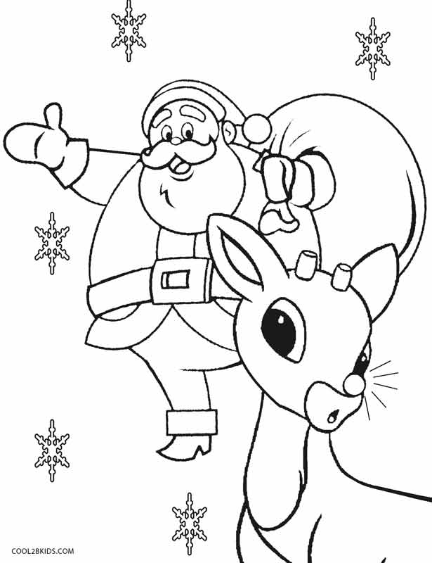  Printable Merry Christmas Santa And Rudolph Coloring Page 2