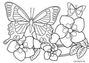 simple butterfly and flower coloring pages