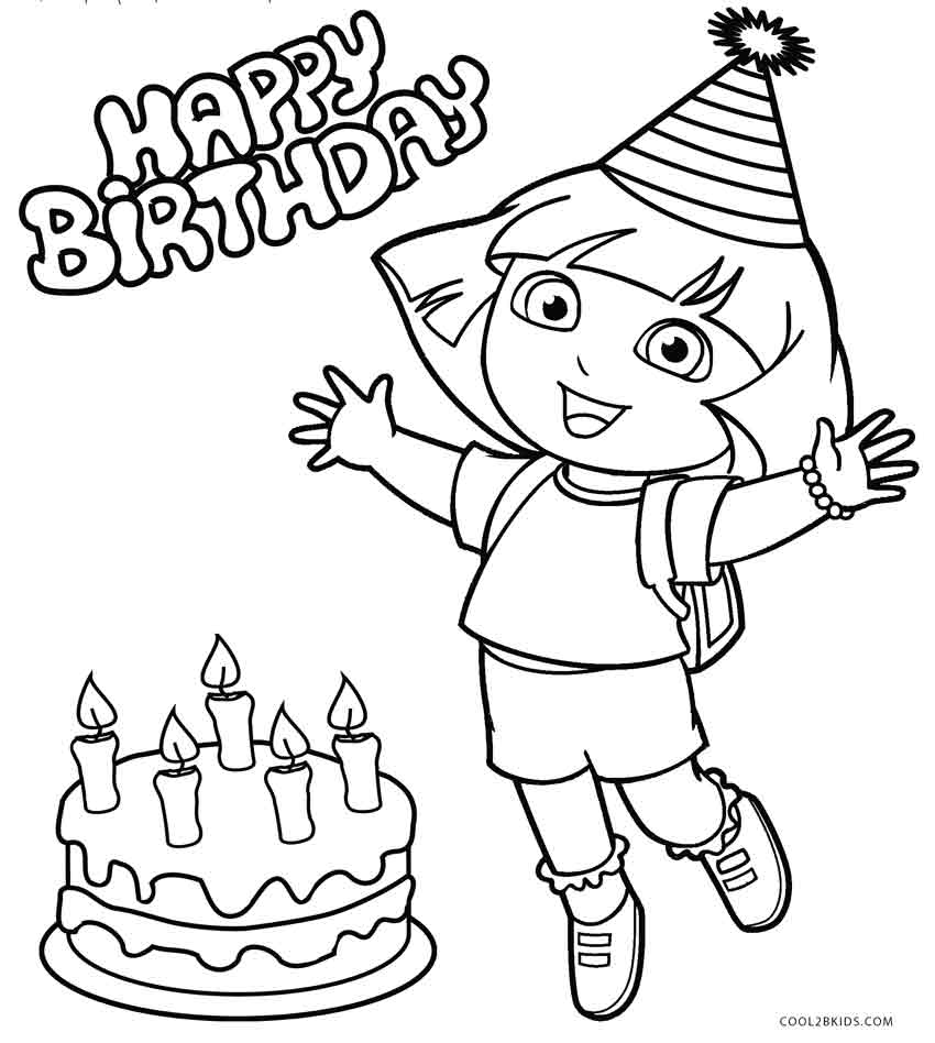 Gambar Free Printable Dora Coloring Pages Kids Cool2bkids Birthday ...