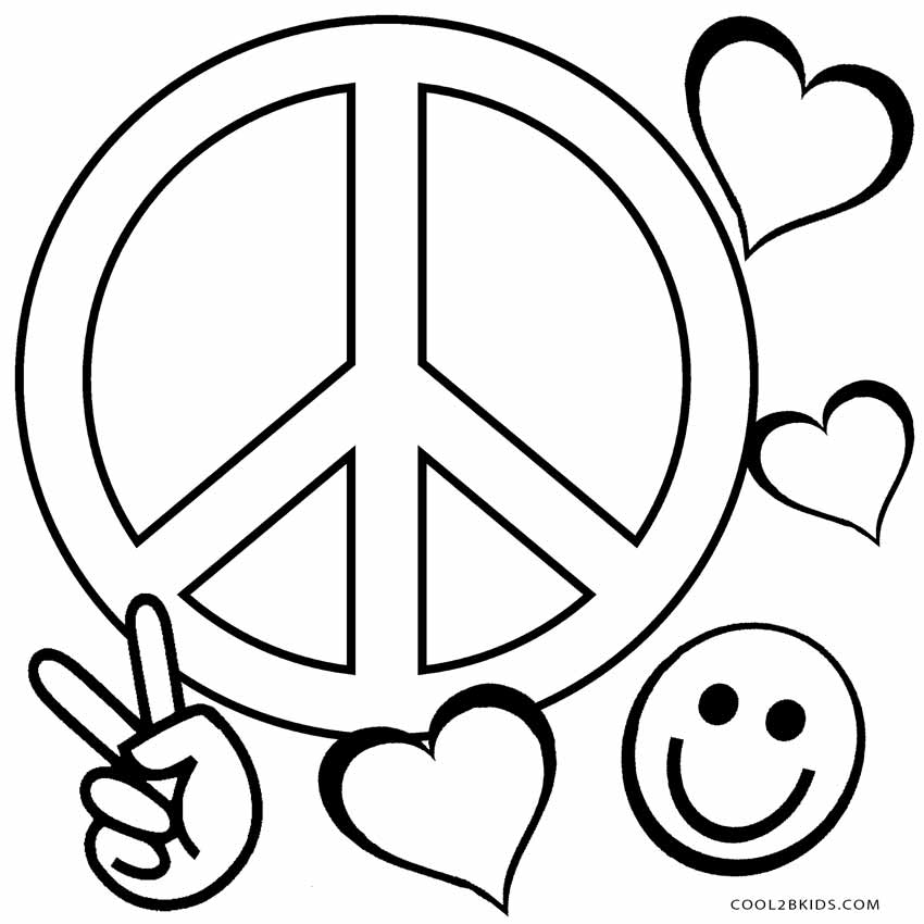 coloring pages of peace signs and love