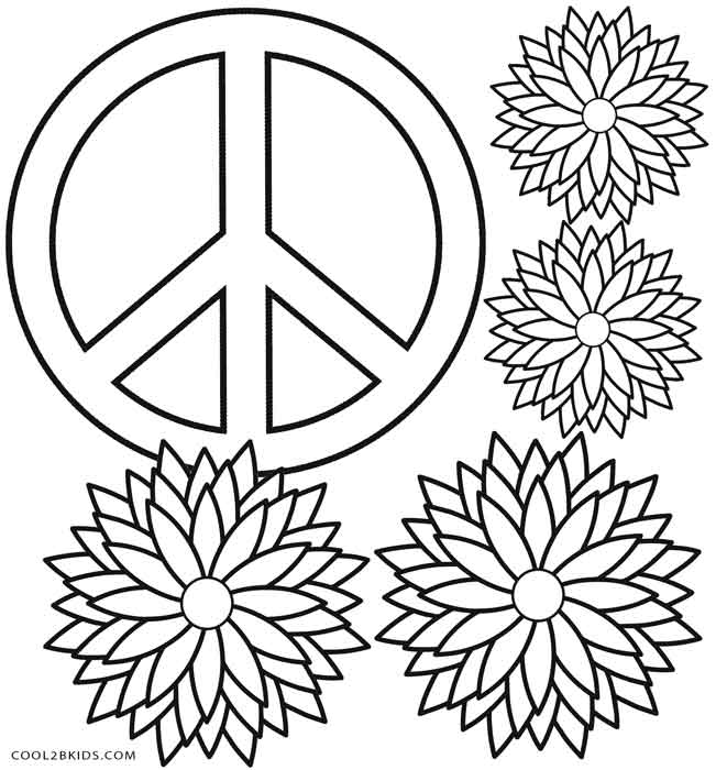 free peace sign mandalas coloring pages