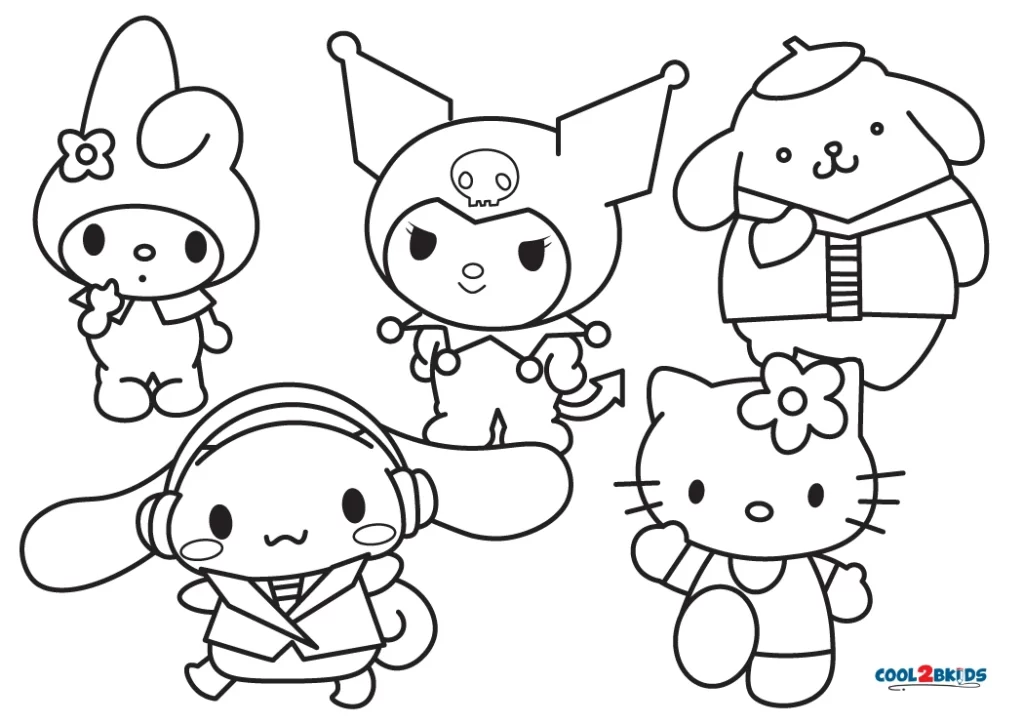 10 Kuromi-Themed Hello Kitty Coloring Pages for Devoted Fans