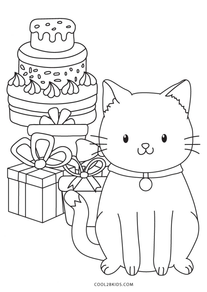 Cat Birthday Coloring Pages Coloring Pages