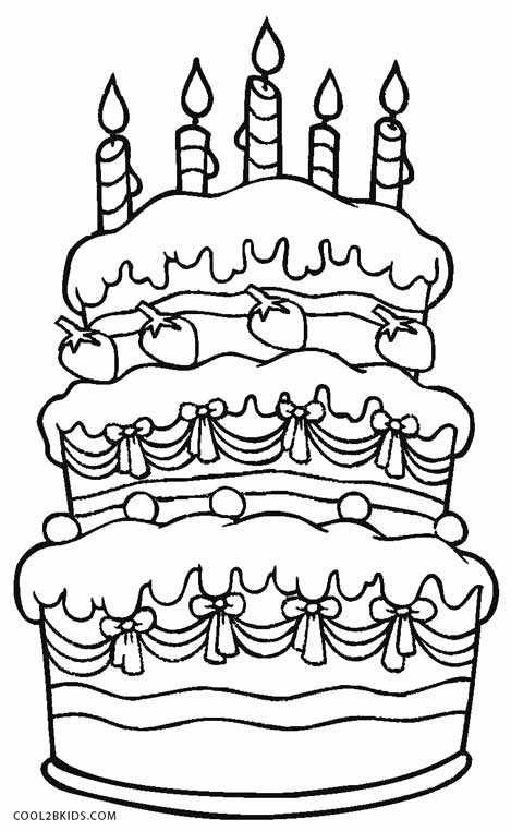 Birthday Cake Coloring Printable 9