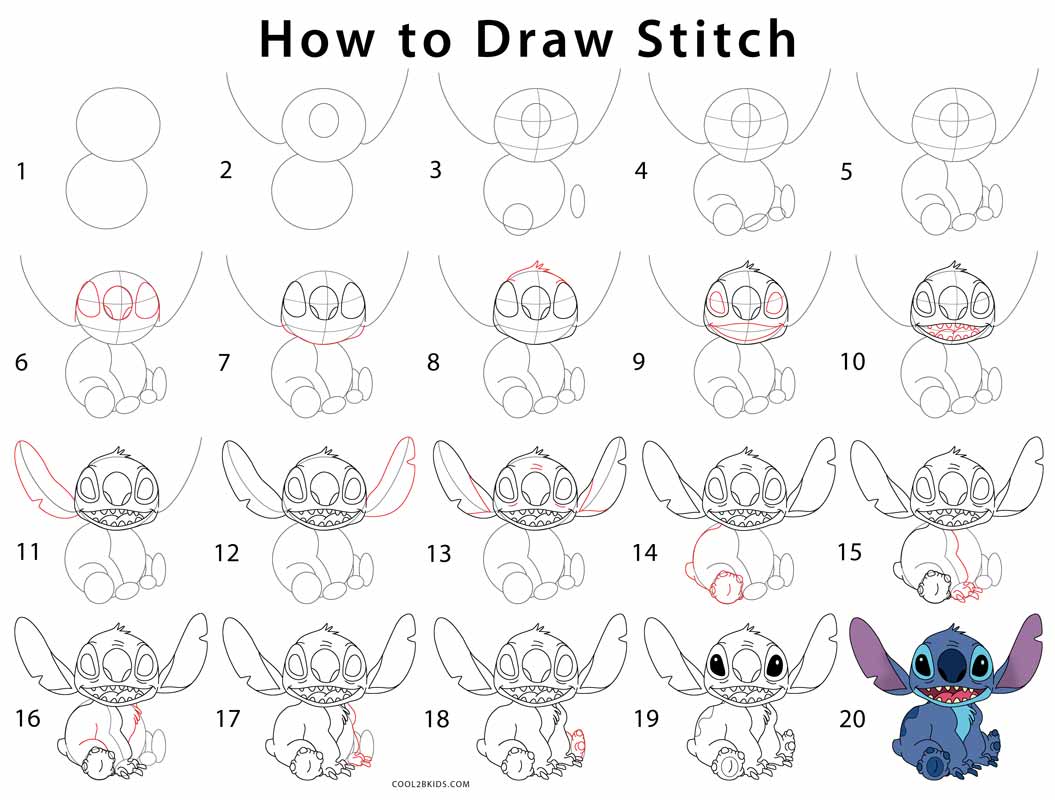 How to Draw Stitch from Lilo and Stitch - Really Easy Drawing Tutorial