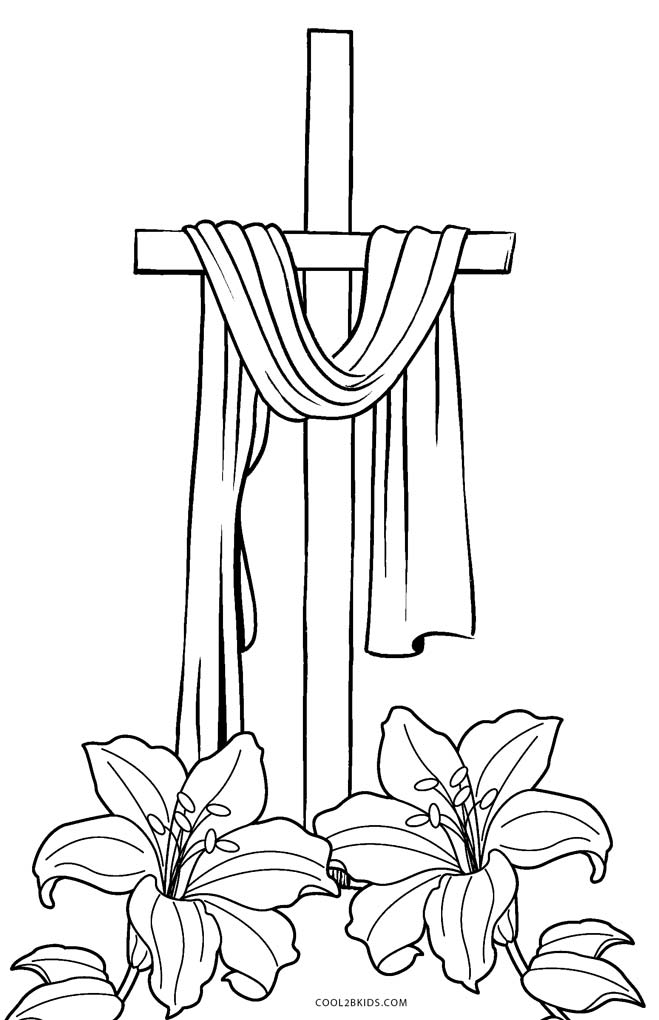 Cross With Flowers Coloring Pages
