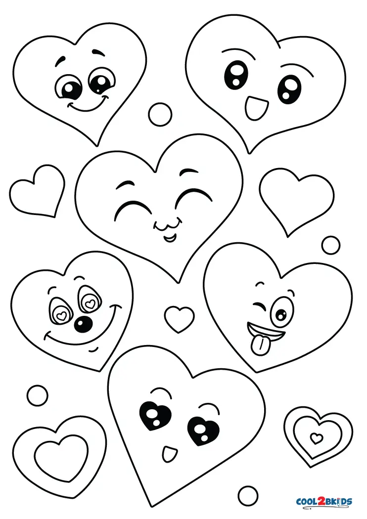 hard coloring pages of hearts