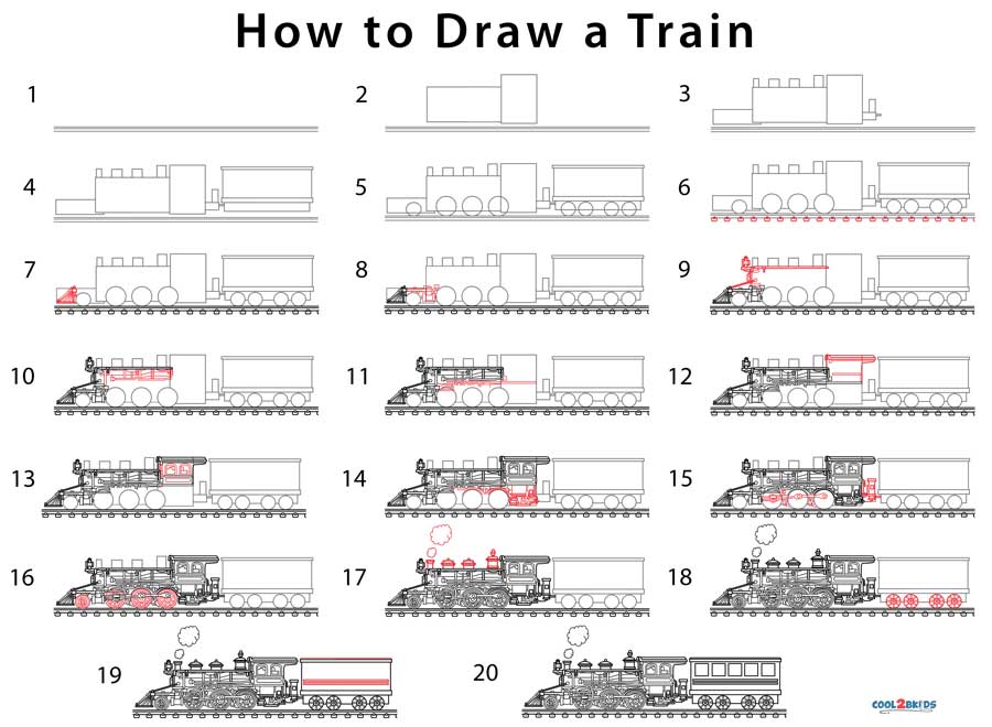Train Drawing Tutorial - How to draw Train step by step