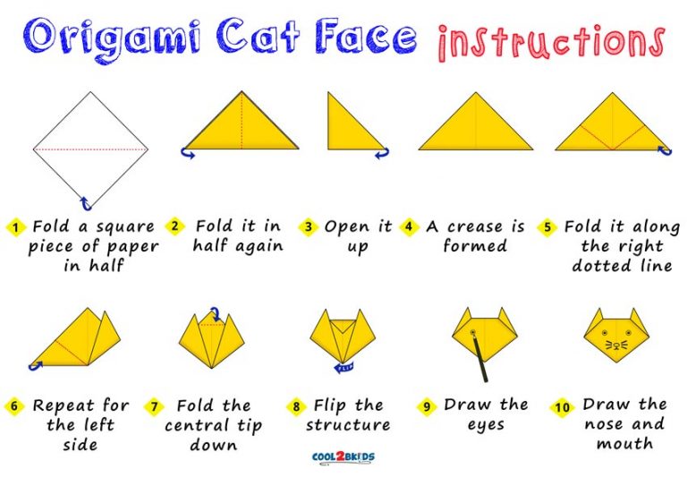 step by step origami cat
