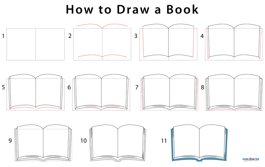how to draw a open book step by step