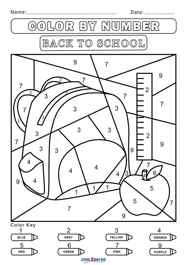 color by number coloring pages for kindergarten