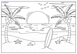beach scene coloring page