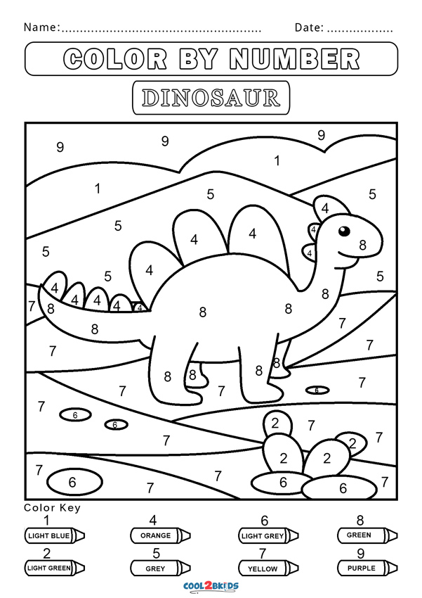 Printable Dinosaur Color By Number