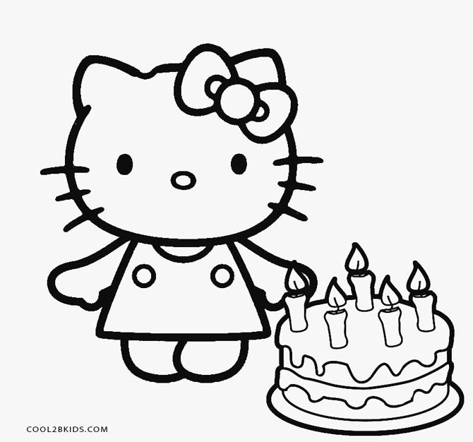 dibujos para colorear de hello kitty para cumpleaños