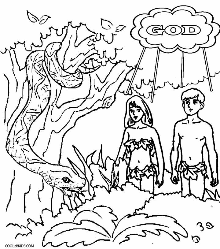 Dibujos de Adán y Eva para colorear Páginas para imprimir gratis