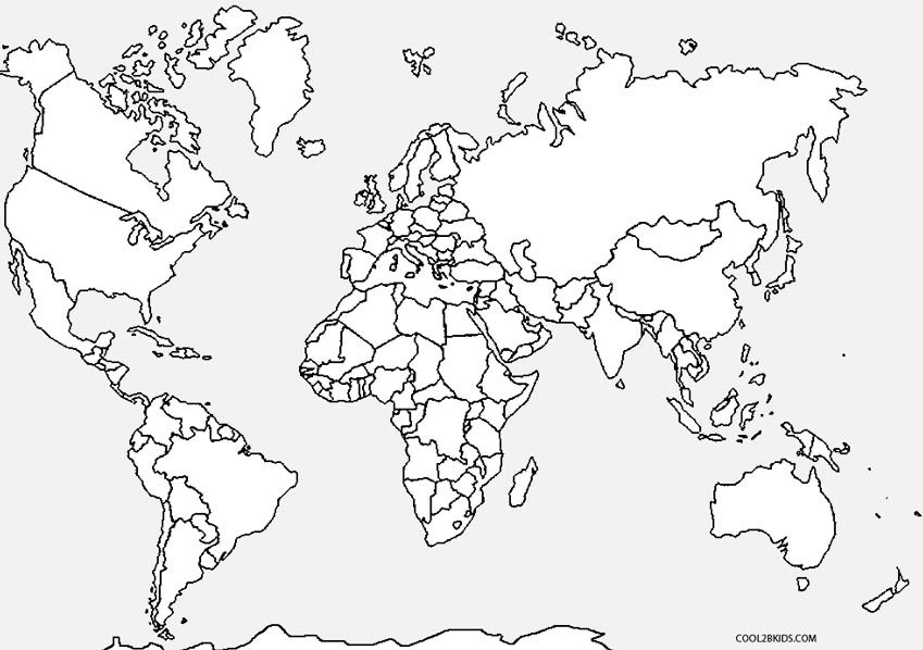 Dibujo De Mapa Del Mundo Para Colorear Páginas Para Imprimir Gratis