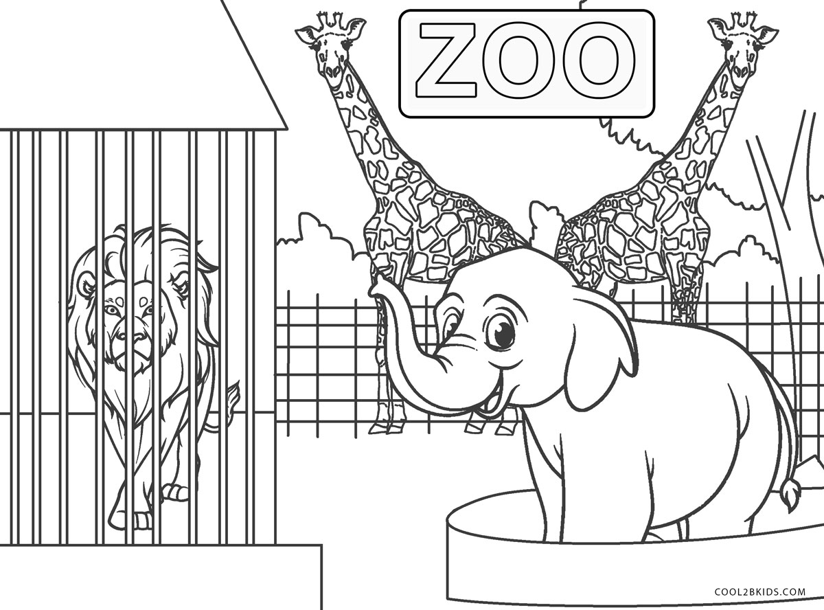 Simple Zoo Entrance Coloring Pages with simple drawing